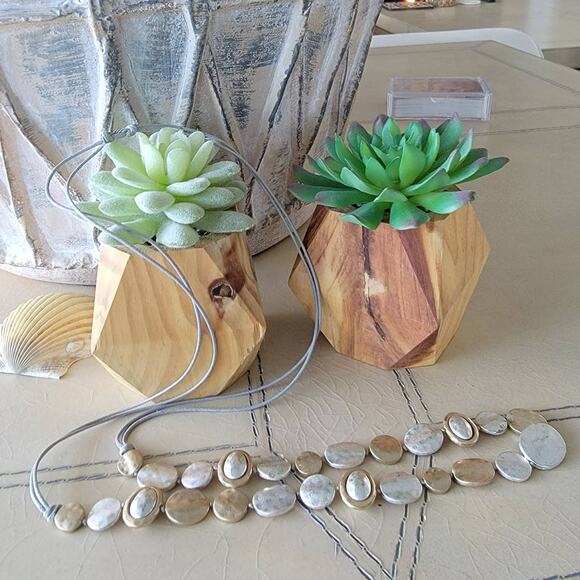 Gold Silver smooth Matte boho Pebble necklace - Picture 2 of 4